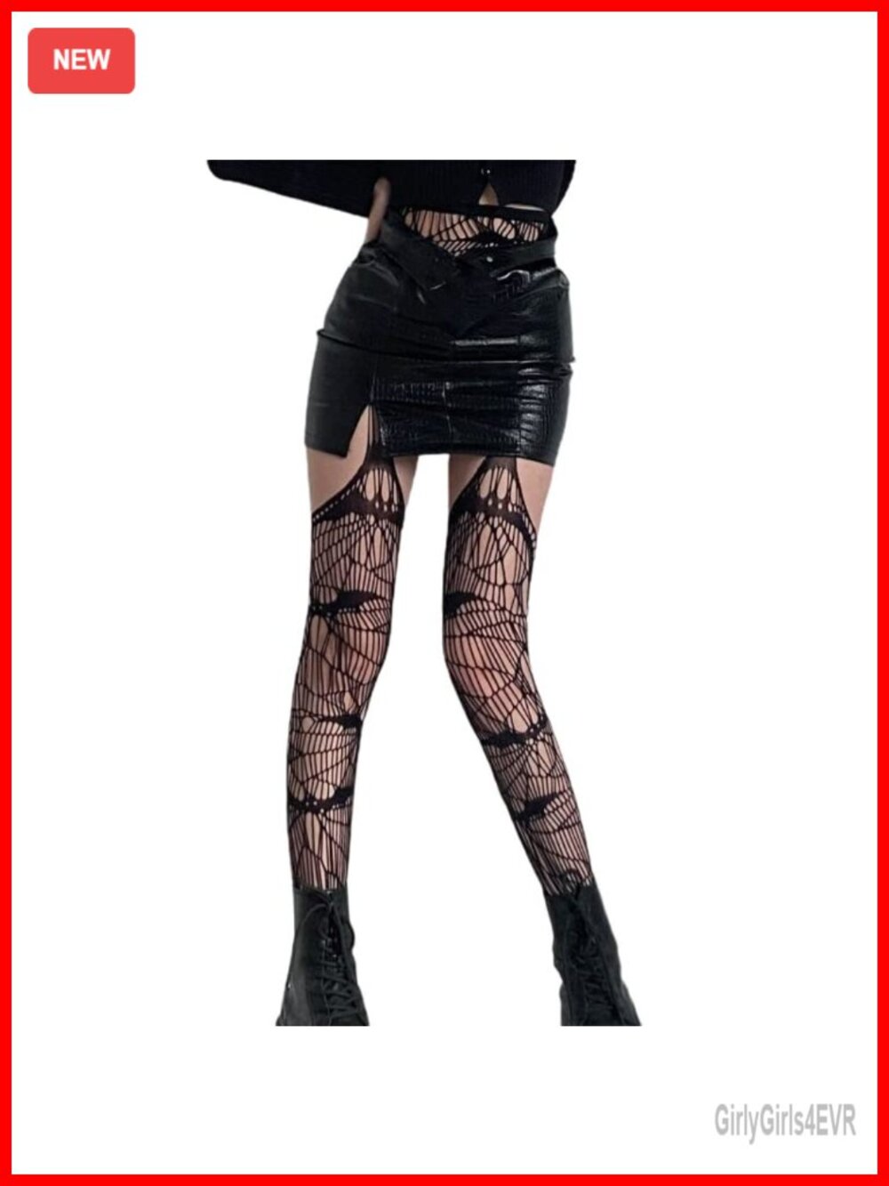 Fishnet Thigh High Stockings with Garter Belt Halloween Bat Spider Web